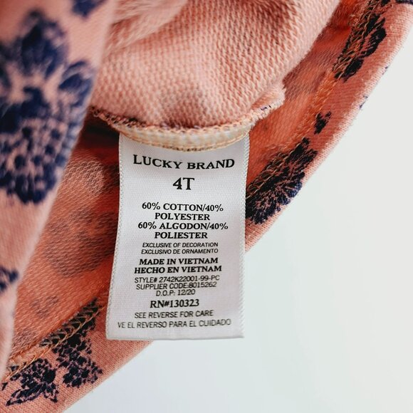 Lucky Brand Shorts 4T Pink Blue Floral Cotton Stretch Elastic Waist Pull On Baby - Picture 5 of 8